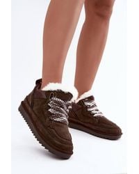 Love Lace - Winter Lace-Up Suede Snow Boots - Lyst