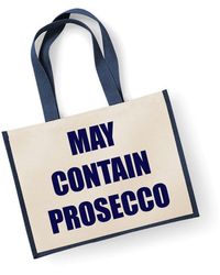60 SECOND MAKEOVER - Large Jute Bag May Contain Prosecco Navy Blue Bag New Mum - Lyst
