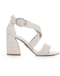 Moda In Pelle - 'loral' Leather Heeled Sandals - Lyst