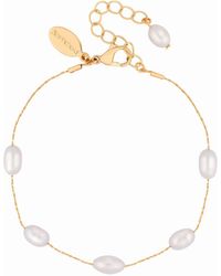 Jon Richard - Gold Plated Fine Chain And Freshwater Pearl Bracelet - Lyst