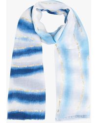 SARTA - River Striped Metallic Lightweight Foil Scarf - Lyst