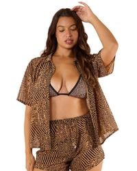 Wolf & Whistle - Savana Tiger Print Georgette 'Beach Shirt' - Lyst