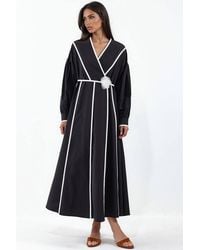 Msn-Collection - Belted Striped Maxi Dress - Lyst