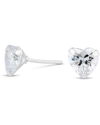 Simply Silver - Sterling Silver 925 With Cubic Zirconia 7mm Large Heart Stud Earrings - Lyst