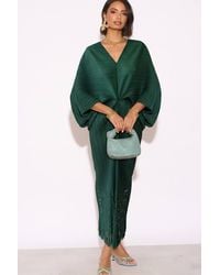 CY - Floral Cutwork Pleated Kimono Sleeve Midi Dress - Lyst