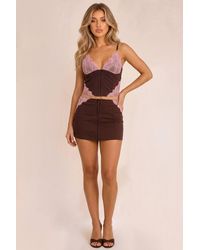 Rebellious Fashion - Gracey Lace Trim Corset Top & Mini Skirt Co-Ord Set - Lyst