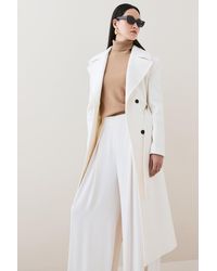 Karen Millen - Italian Luxe Finish Wool Cashmere Blend Strong Shoulder Coat - Lyst
