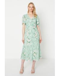 Oasis - Occasion Floral Button Jaquard Midi Dress - Lyst