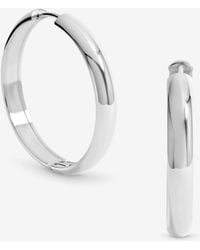 Jon Richard - Waterproof Platinum Plated Large Flat Surface Hoop Earrings - Lyst