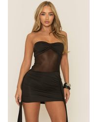 Rebellious Fashion - Bandeau Drape Mesh Insert Mini Dress - Lyst