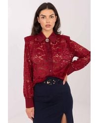Love Lace - Elegant Lace Long Sleeve Shirt With Brooch Style 222319 - Lyst