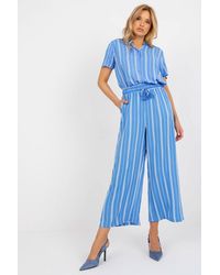 Love Lace - Viscose Striped High Waisted Wide Leg Trousers - Lyst
