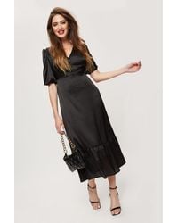 Dorothy Perkins - Tall Black Button Front Midaxi Dress - Lyst