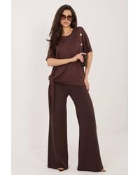 Love Lace - Viscose Short Sleeve Wide Leg Trousers - Lyst