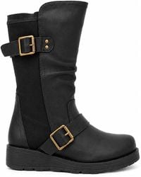 Spot on - Wide Fit Buckle Detail Mid Calf Boots - Lyst