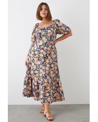 Dorothy Perkins - Curve Black Floral Tie Front Tiered Maxi Dress - Lyst