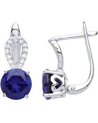 Jewelco London - Cz Teardrop Halo Solitaire Drop Earrings - Lyst