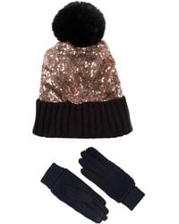 SARTA - Sequin Beanie Hat & Touch Screen Winter Gloves Set - Lyst