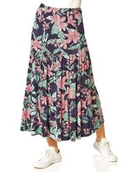 Roman - Tropical Floral Tiered Midi Skirt - Lyst