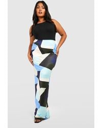 Boohoo - Plus Abstract Slinky Maxi Skirt - Lyst