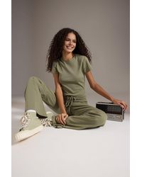 WOVCOR - Stretch Woven Crop Top & Trousers Co-Ord Set - Lyst