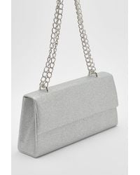 Boohoo - Glitter Chain Strap Metallic Clutch Bag - Lyst