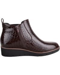 Absolute Footwear - Faux Patent Leather Wedge Ankle Chelsea Boots With Twin Gusset - Lyst