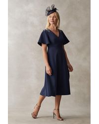 Coast - Premium Flutter Sleeve Embellished Midi Dress - Lyst
