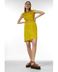 Karen Millen - Cotton Utility Woven Short Dress - Lyst