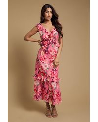 Dorothy Perkins - Petite Dp Luxe Ruffle Flutter Frill Tiered Hem Midi Dress - Lyst