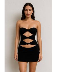 Stylewise - Cut Out Knot Front Bandeau Mini Dress - Lyst