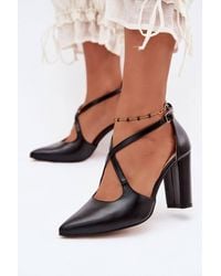 Love Lace - Pointed Toe Faux Leather Court Shoes With 9Cm Heel - Lyst
