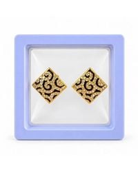 BluCore - Tone Square Enamel Swirl Crystal Stud Earrings - Lyst