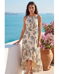 Roman - Floral Jacquard Halter Neck Dress - Lyst