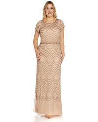 Adrianna Papell - Plus Blouson Beaded Gown - Lyst