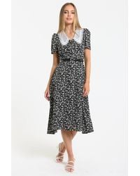 Liquorish - Floral Lace Collar Midi Dress - Lyst