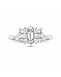 Raina Jewels - 18Ct Diamond Baguette Round Starburst Cluster Ring 0.45Ct - Lyst