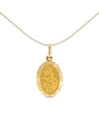 Jewelco London - Solid 9Ct Matte Oval St Christopher Medallion Pendant - Lyst