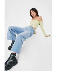 Nasty Gal - High Rise Cropped Wide Leg Jeans - Lyst