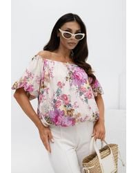 Love Lace - Viscose Off-Shoulder Short Sleeve Blouse - Lyst
