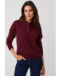 DAMART - Classic Polo Collar Easy Care Long Sleeved Knitted Jumper - Lyst