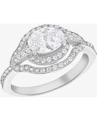 T.H.Baker - Cubic Zirconia Shoulder Set Halo Ring 8.84.8759 - Lyst