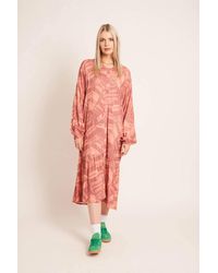 Native Youth - Abstract Print Long Balloon Sleeve Collared Midi Shirt Dress - Lyst