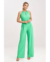 Love Lace - Sleeveless Wide Leg Jumpsuit With Slit & Side Slit - Lyst