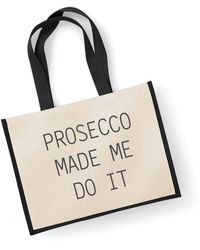 60 SECOND MAKEOVER - Large Jute Bag Prosecco Made Me Do It Black Bag - Lyst