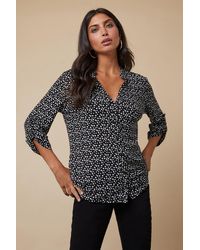 Wallis - Mono Spot Button Down Jersey Shirt - Lyst