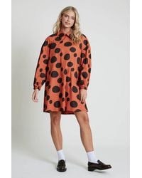 Native Youth - Polka Dot Long Sleeve Collared Mini Shift Dress - Lyst