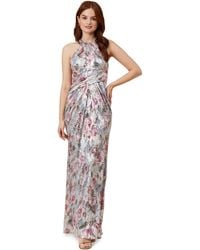 Adrianna Papell - Foiled Mesh Draped Gown - Lyst