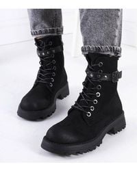 Love Lace - Lace Up Ankle Boots With Side Zip Suede Feel & Buckle - Lyst