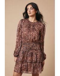 Oasis - Chiffon Gathered Ruched Mini Dress - Lyst